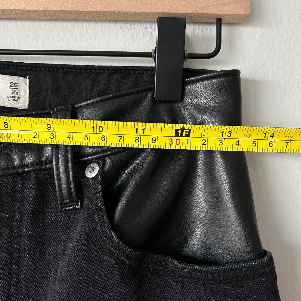 Abercrombie 90s Straight Faux Leather Jeans Women 26 Short Ultra High Rise Black - Picture 8 of 10